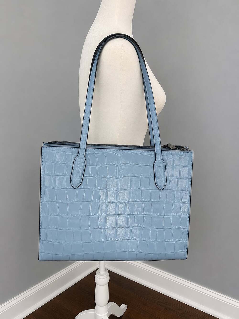Coach Nina Tote Croc Purse in Light Blue - Picture 2 of 9